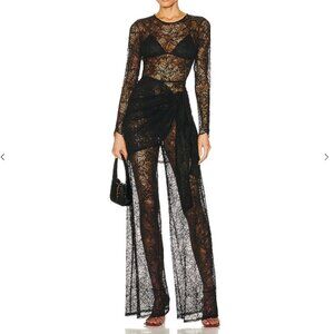 NWT L'AGENCE Ali Lace Jumpsuit black sheer size XS
